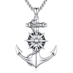 Eusense البوصلة قلادة للنساء الرجال الفضة الاسترليني 925 البوصلة قلادة البوصلة المجوهرات الذكور الإناث القلائد هدايا لعيد ميلاد التخرج الذكرى السنوية عيد الحب هدية لأمي الأب لها له in Kuwait