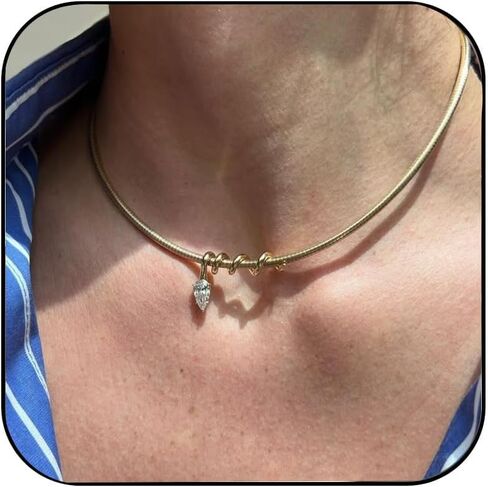 XSBODY دمعة قلادة الذهب الكفة المختنق قلادة قابل للتعديل موضة حجر الراين طوق مجوهرات للنساء مجوهرات غير تشويه in Kuwait