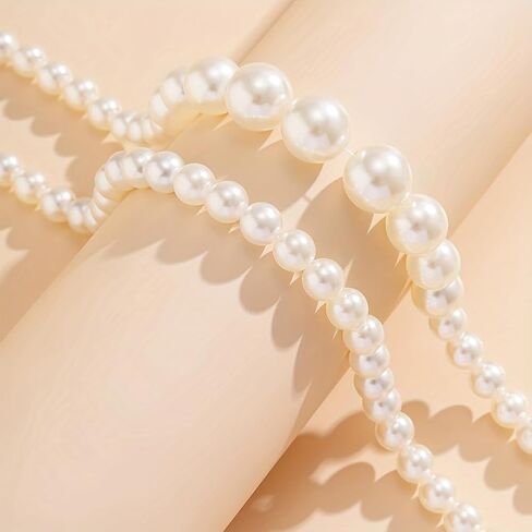 2 PCS Pearl Choker Necklaces for Women Summer Layered Necklace Big Chunky Pearl Necklace Fashion Jewelry Gifts in Saudi Arabia