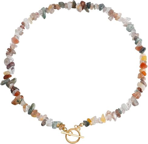 Beaded Crystal Necklaces for Women Multicolor Irregular Natural Stones Necklace Pearl Crystal Choker for Women Broken Stones Necklaces for Beach Healing Jewelry Birthday Gifts for Her in Saudi Arabia