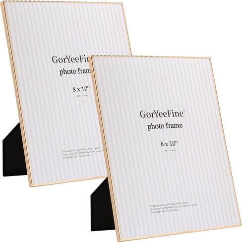 3.5x5 inch Gold Metal Picture Frames 2-Pack,Thin Edge Beading Minimalist Design Photo Frames 5x3.5'' with HD-Tempered Glass -Velvet Back,Tabletop & Wall Mount Frames in Saudi Arabia