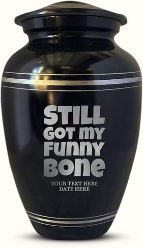 Personalized Human Cremation Urn for Adult Ashes Men & Women - Engraved Aluminum Urn with Name and Funny Humorous Handle with care Contents Grumpy Design- Urn for Human Remains | Black with Silver Rim in Saudi Arabia