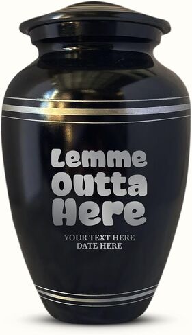 Personalized Human Cremation Urn for Adult Ashes Men & Women - Engraved Aluminum Urn with Name and Funny Humorous Handle with care Contents Grumpy Design- Urn for Human Remains | Black with Silver Rim in Saudi Arabia