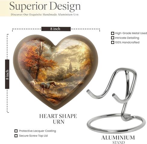 JAGSHASHI Horse Urn - Heart Shaped Urns for Human Ashes - Cremation Memorial - Cremation Urn for Ashes - Ashes Holder for Human Ashes - (Size - 8 inch) in Saudi Arabia