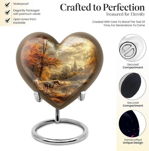 JAGSHASHI Horse Urn - Heart Shaped Urns for Human Ashes - Cremation Memorial - Cremation Urn for Ashes - Ashes Holder for Human Ashes - (Size - 8 inch) in Saudi Arabia