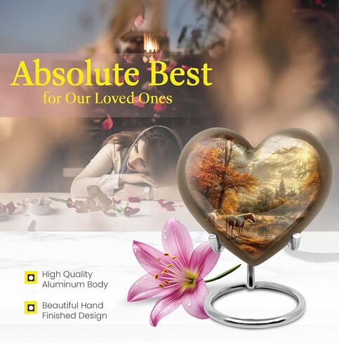 JAGSHASHI Horse Urn - Heart Shaped Urns for Human Ashes - Cremation Memorial - Cremation Urn for Ashes - Ashes Holder for Human Ashes - (Size - 8 inch) in Saudi Arabia