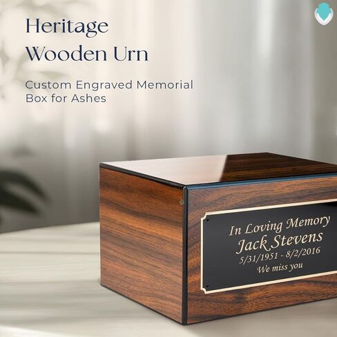 GetUrns Heritage Adult Walnut Cremation Urn Box for Human Ashes I Custom Engraved Wooden Urns for Male and Female I 213lbs in Saudi Arabia
