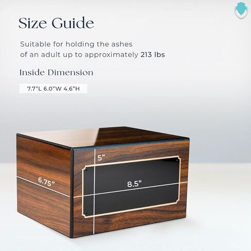 GetUrns Heritage Adult Walnut Cremation Urn Box for Human Ashes I Custom Engraved Wooden Urns for Male and Female I 213lbs in Saudi Arabia