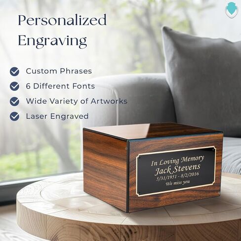 GetUrns Heritage Adult Walnut Cremation Urn Box for Human Ashes I Custom Engraved Wooden Urns for Male and Female I 213lbs in Saudi Arabia