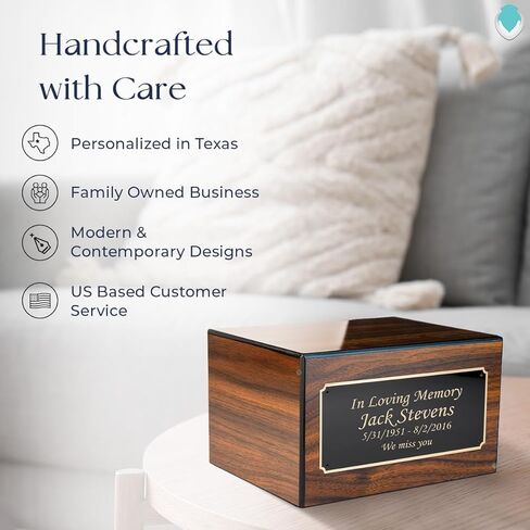 GetUrns Heritage Adult Walnut Cremation Urn Box for Human Ashes I Custom Engraved Wooden Urns for Male and Female I 213lbs in Saudi Arabia