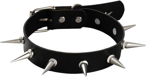 CALFOVERA Black PU Leather Choker for Women Cross Pendant Adjustable Leather Collar Chain Punk Gothic Style Circle Short Necklace with Rivet for Costume Jewelry Christmas Party Cosplay Gift in Saudi Arabia