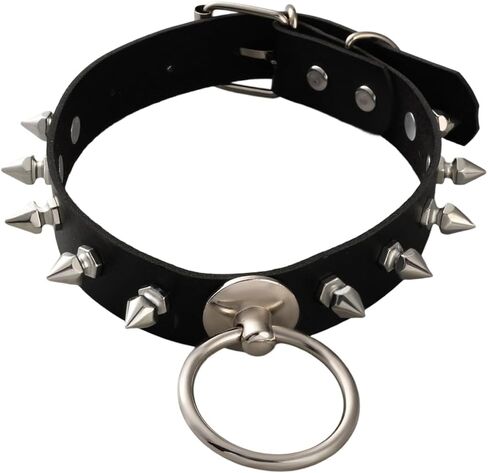 CALFOVERA Black PU Leather Choker for Women Cross Pendant Adjustable Leather Collar Chain Punk Gothic Style Circle Short Necklace with Rivet for Costume Jewelry Christmas Party Cosplay Gift in Saudi Arabia