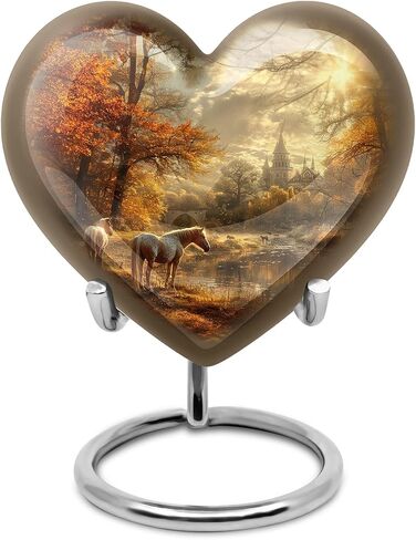 JAGSHASHI Horse Urn - Heart Shaped Urns for Human Ashes - Cremation Memorial - Cremation Urn for Ashes - Ashes Holder for Human Ashes - (Size - 8 inch) in Saudi Arabia