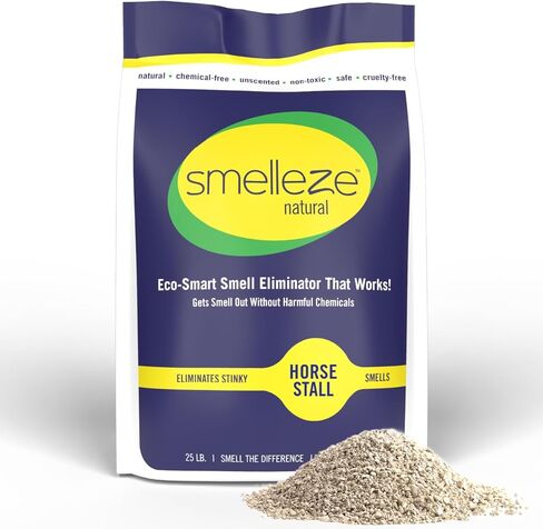 SMELLEZE Natural Horse Stall Refresher & Odor Eliminator: 2 lb. Granules. Rids Urine & Stool Smell. Keeps Stall Drier. Unscented & Safe in Kuwait