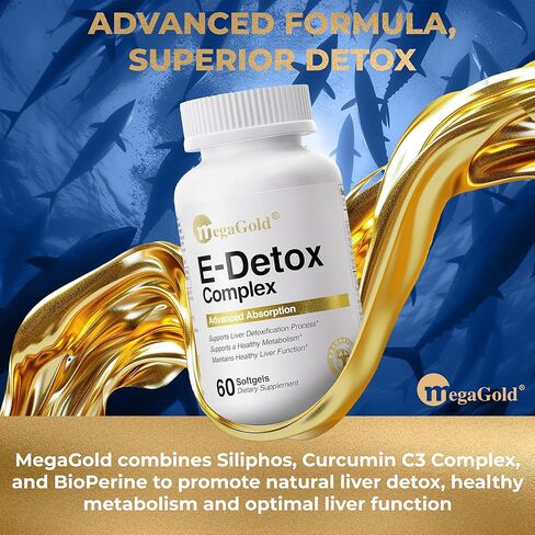 MegaGold Milk Thistle Supplement with Silymarin, Fish Oil, Vitamin B6, Biotin, and EPA, for Men and Women Liver Health - 60 Count Softgels in Saudi Arabia