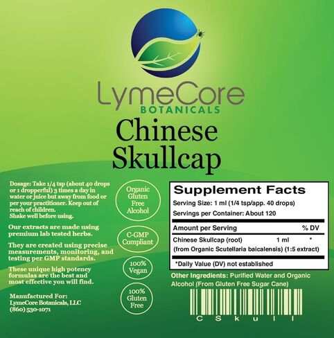 مستخلص سائل LymeCore الصيني Skullcap | ملحق جذر بايكال لدعم المناعة والعافية | 4 فلوريدا أوقية. in Kuwait