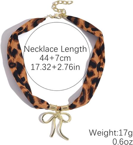Xeyau Leopard Scarf Necklace for Women Bow Scarf Charm Necklace Christmas Stuff Festival Holiday Accessories Gifts in Saudi Arabia