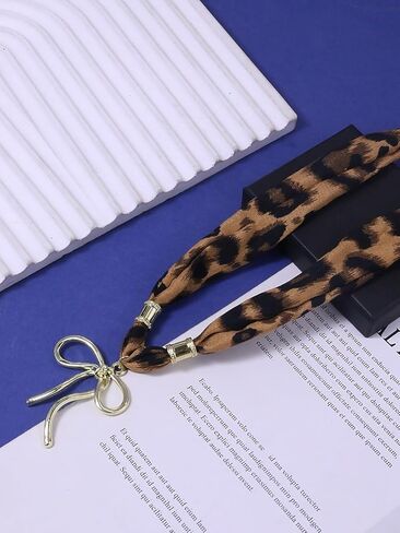 Xeyau Leopard Scarf Necklace for Women Bow Scarf Charm Necklace Christmas Stuff Festival Holiday Accessories Gifts in Saudi Arabia