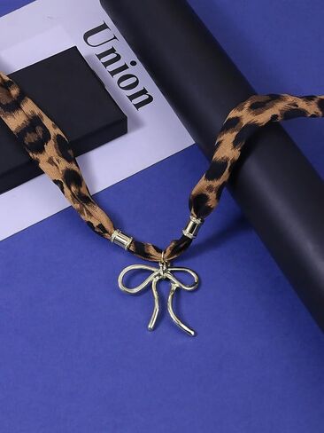 Xeyau Leopard Scarf Necklace for Women Bow Scarf Charm Necklace Christmas Stuff Festival Holiday Accessories Gifts in Saudi Arabia