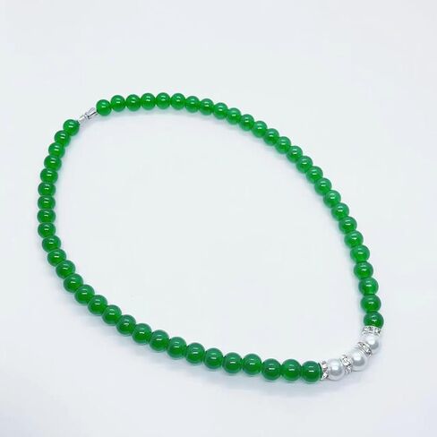 Faux Jade Beaded Necklace Bracelet Earring Set for Mom Gift Green Bead Bracelet with Pearl Simulated Jade Necklace with Diamond Elegant Ornament Set for Sister Grandmother Wife Birthday Gifts 3PCS in Saudi Arabia