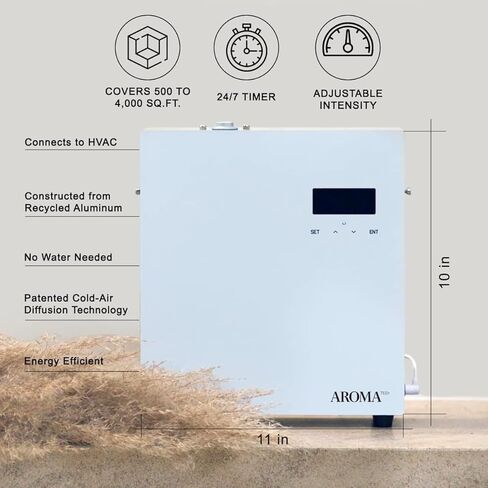 AromaTech AromaPro Bluetooth موزع الزيوت العطرية للزيوت العطرية، نظام نشر الرذاذ، نظام خالي من الحرارة للاستخدام المنزلي أو التجاري، يغطي ما يصل إلى 4000 قدم مربع (أبيض) in Kuwait