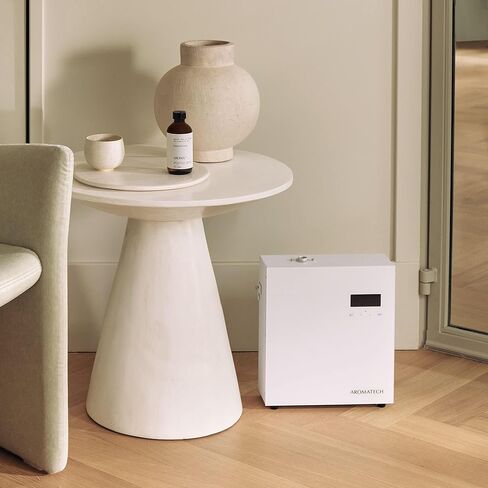AromaTech AromaPro Bluetooth موزع الزيوت العطرية للزيوت العطرية، نظام نشر الرذاذ، نظام خالي من الحرارة للاستخدام المنزلي أو التجاري، يغطي ما يصل إلى 4000 قدم مربع (أبيض) in Kuwait