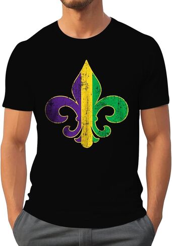 IFQ Mardi Gras Shirt for Men Tie Dye Fat Tuesday Carnival Tee Top New Orleans NOLA Fleur De Lis Parade T-Shirt in Saudi Arabia