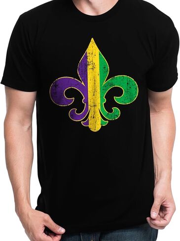 IFQ Mardi Gras Shirt for Men Tie Dye Fat Tuesday Carnival Tee Top New Orleans NOLA Fleur De Lis Parade T-Shirt in Saudi Arabia
