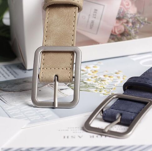 COTIM COYIN Women's Suede Leather Belts with Silver Buckle for Jeans, Pants, Dresses, 45.67 inch (116cm) Length in Saudi Arabia