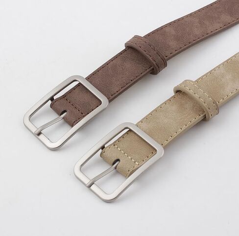 COTIM COYIN Women's Suede Leather Belts with Silver Buckle for Jeans, Pants, Dresses, 45.67 inch (116cm) Length in Saudi Arabia