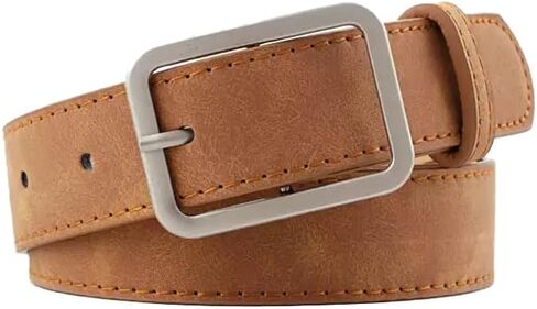 COTIM COYIN Women's Suede Leather Belts with Silver Buckle for Jeans, Pants, Dresses, 45.67 inch (116cm) Length in Saudi Arabia