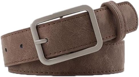 COTIM COYIN Women's Suede Leather Belts with Silver Buckle for Jeans, Pants, Dresses, 45.67 inch (116cm) Length in Saudi Arabia