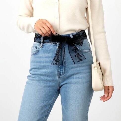 2pcs Lace Ribbon Scarf Belt, Laces Headscarfs, Sweet Bowknot Black and White Lace Scarf Belts for Women, Long Ribbon Skinny Scarves Bag Scarfs Handle Handbag Accessory in Saudi Arabia