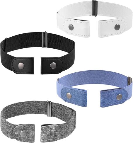 LIQWEI 4 Pcs Adjustable Belts For Women Men, No Buckle Invisible Stretch Belt Womens Belts, Elastic Belt For Jeans Pants Skirts in Saudi Arabia