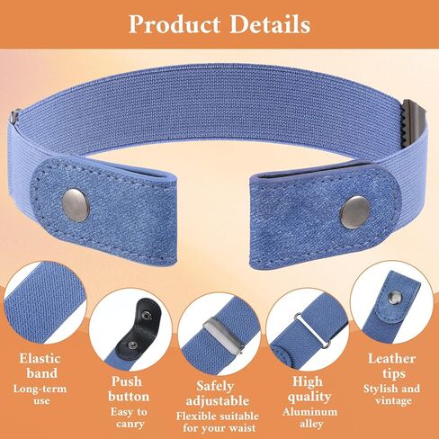 LIQWEI 4 Pcs Adjustable Belts For Women Men, No Buckle Invisible Stretch Belt Womens Belts, Elastic Belt For Jeans Pants Skirts in Saudi Arabia