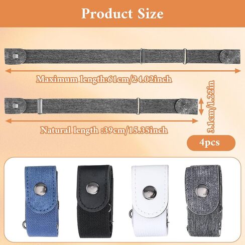 LIQWEI 4 Pcs Adjustable Belts For Women Men, No Buckle Invisible Stretch Belt Womens Belts, Elastic Belt For Jeans Pants Skirts in Saudi Arabia