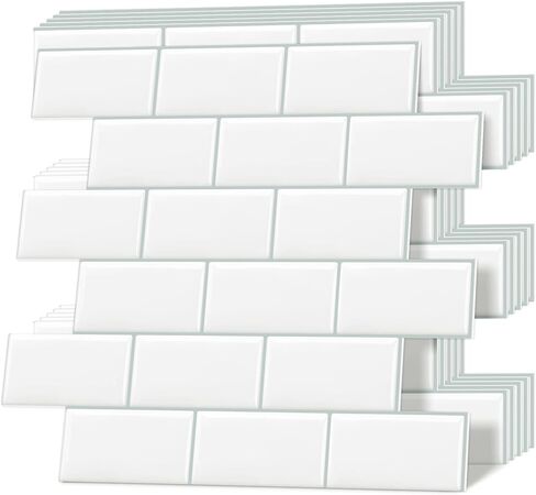 Thick Green Peel and Stick Backsplash Tile Subway Brick for Kitchen Bathroom Wall (10-Sheet, 12"×12") in Saudi Arabia