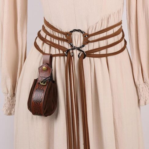 حزام الفايكنج الجلدي للنساء من BSLGCTX، حزام حبل الساحرة للنساء، إكسسوارات العصور الوسطى، إكسسوارات عصر النهضة النسائية للحفلات والمهرجانات in Kuwait