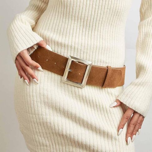 Yalice Women's Suede Thick Belt Fashion Wide Waist Belts Chunky Leather Belt for Dresses in Saudi Arabia