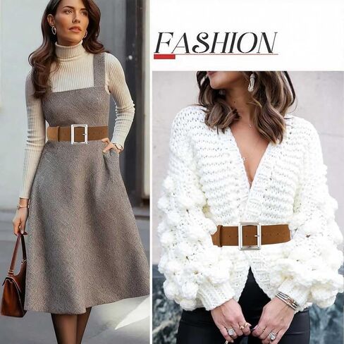 Yalice Women's Suede Thick Belt Fashion Wide Waist Belts Chunky Leather Belt for Dresses in Saudi Arabia