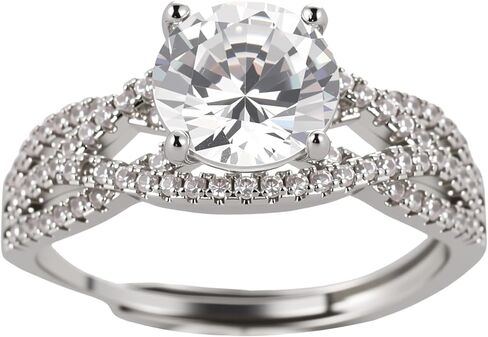 VTSKAIIE 2 Carat Round PT950 Engagement Ring Inlaid with AAAAA Cubic Zirconia (CZ)|Suitable as Wedding Ring, Proposal Ring in Saudi Arabia
