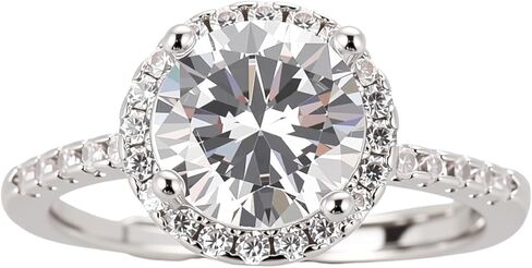 VTSKAIIE 2 Carat Round PT950 Engagement Ring Inlaid with AAAAA Cubic Zirconia (CZ)|Suitable as Wedding Ring, Proposal Ring in Saudi Arabia