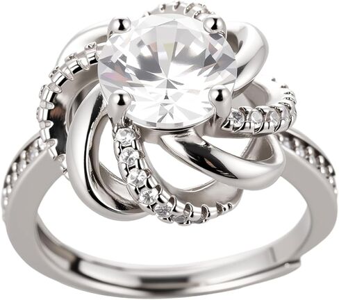 VTSKAIIE 2 Carat Round PT950 Engagement Ring Inlaid with AAAAA Cubic Zirconia (CZ)|Suitable as Wedding Ring, Proposal Ring in Saudi Arabia