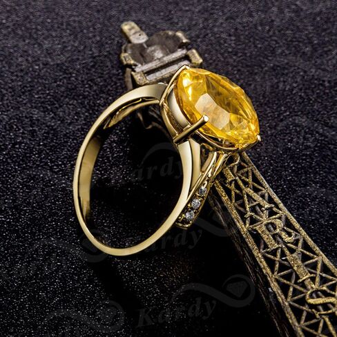 Kardy Fashion Natural Citrine Gemstone Oval Cut Solid 14K Yellow Gold Diamond Wedding Engagement Promise Ring Set for Women in Kuwait