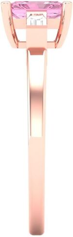 خاتم خطوبة من الألماس الوردي المقلد 0.8 قيراط للنساء، ذهب وردي عيار 14 قيراط (قطع الزمرد، 6x4 ملم) in Kuwait