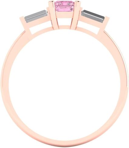 خاتم خطوبة من الألماس الوردي المقلد 0.8 قيراط للنساء، ذهب وردي عيار 14 قيراط (قطع الزمرد، 6x4 ملم) in Kuwait