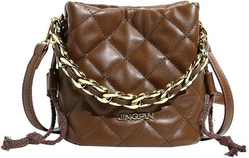 Quilted Bucket Bag, Chain Strap Shoulder Purse with Diamond Pattern, Urban Style Crossbody Bag in Saudi Arabia