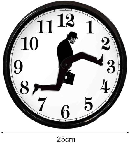 Wall Clock, Creative Wall Clock 3D Wall Art Silent Round Clock British Comedy Inspired Ministry of Silly Walks Clock for Bedroom Kitchen Living Room Decoration (Black) in Saudi Arabia