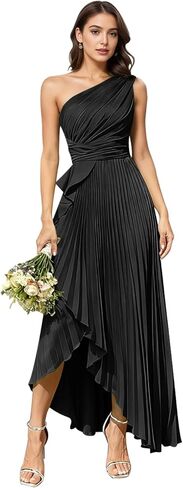 MiwiNovia One Shoulder Bridesmaid Dresses for Women Long Chiffon Pleated Ruffle Formal Wedding Guest Party Dress in Saudi Arabia