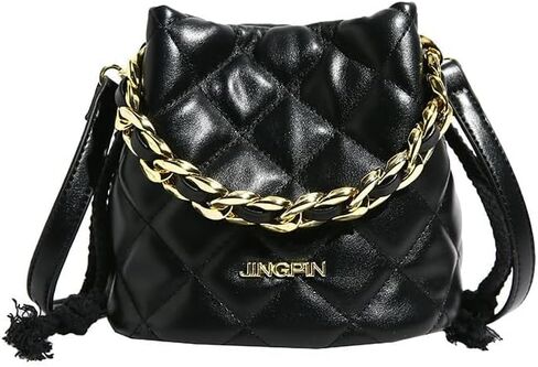 Quilted Bucket Bag, Chain Strap Shoulder Purse with Diamond Pattern, Urban Style Crossbody Bag in Saudi Arabia